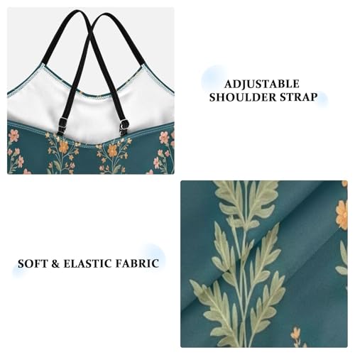 Wildflowers Botanicals Orange Green Girls 1 Piece Swimsuit, Beach Bathing Suit 3-10 Y with Adjustable Shoulder Strap, 3-10 Y3