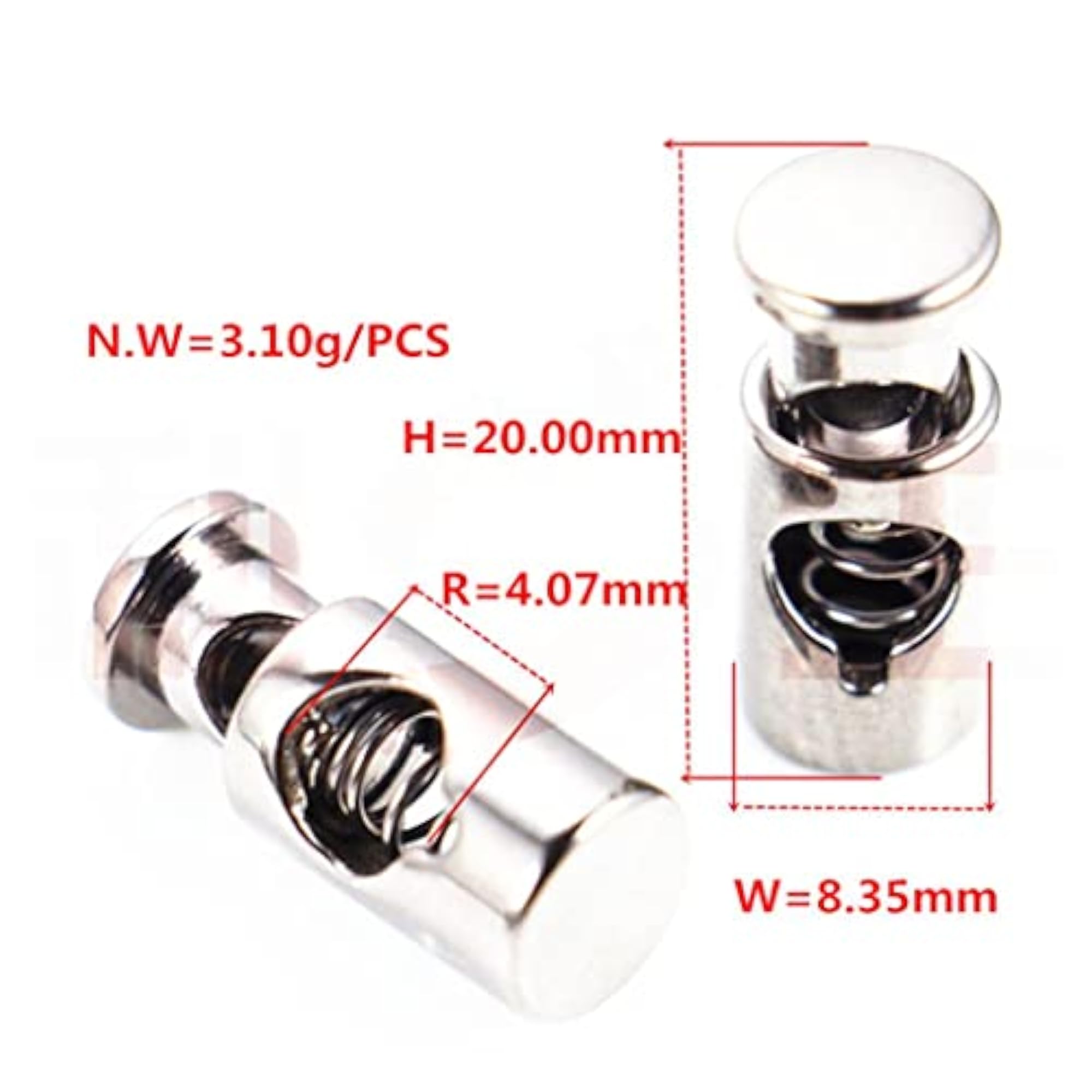 Metal Barrel String Cord Locks, 6 Pieces