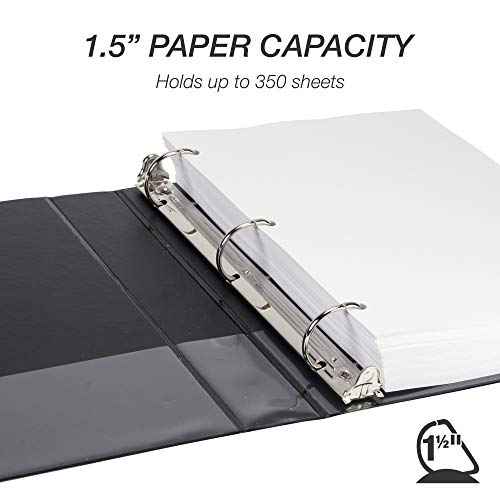 Samsill Durable 1.5 Inch Binder, Made in The USA, D Ring Binder, Customizable Clear View Cover, Charcoal Black, Holds 350 Pages - Thumbnail 5