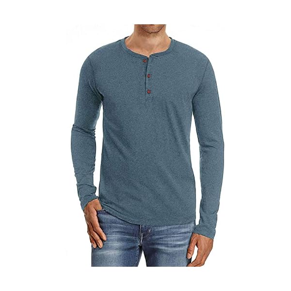 Sailwind Mens Henley Long Sleeve T-Shirt Cotton Casual Shirt US X-Large VG Blue