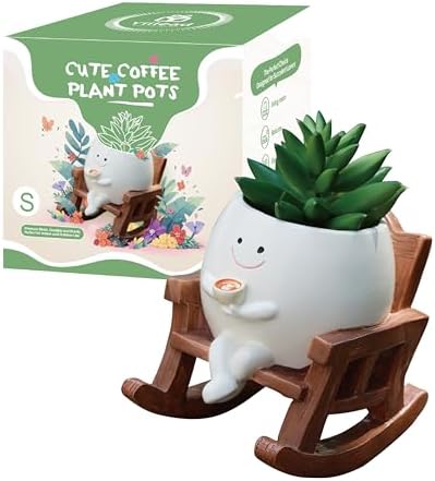 Smiley Face Planter Pot, Cute Coffee Plant Pots for Indoor Outdoo...