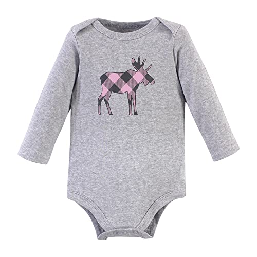 Hudson Baby Girls Pink Moose Long-Sleeve Bodysuits #TOP6