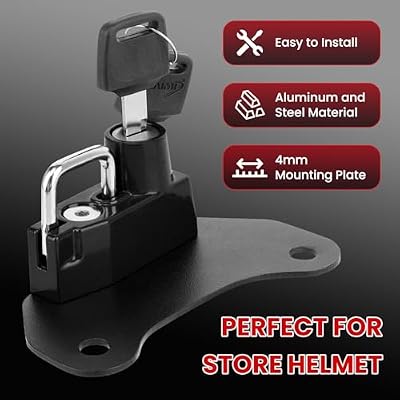 Motorcycle Helmet Lock Anti-Theft Helmet Security Lock with Keys for Indian Scout/Sixty 2015-2018-Black