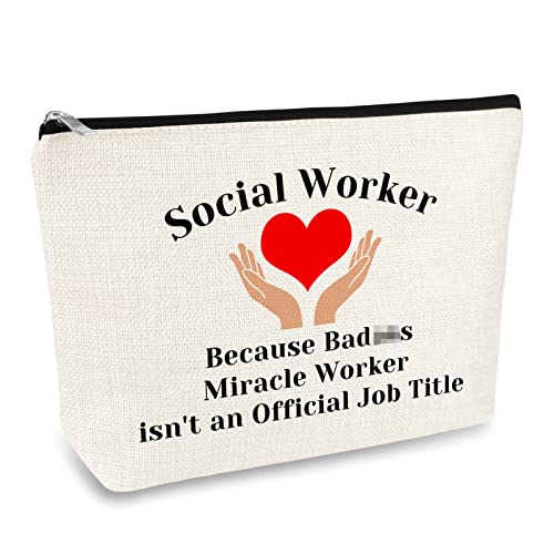 Social Worker Gift Makeup Bag Social Work Appreciation Gift Volunteer Cosmetic Bag Social Worker Graduation Gift for Woman Birthday Gift for Social Worker Colleague Gift Travel Toiletry Bag