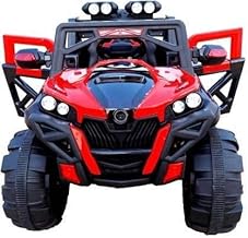 LITTLE PUP 2188 Kids Jeep | Electric Ride-On with Music, Adjustable Seatbelts, Long Battery Life | Perfect for Outdoor | Battery Operated Ride On Motor Bike for Kids, 2 to 10 Years (Red)