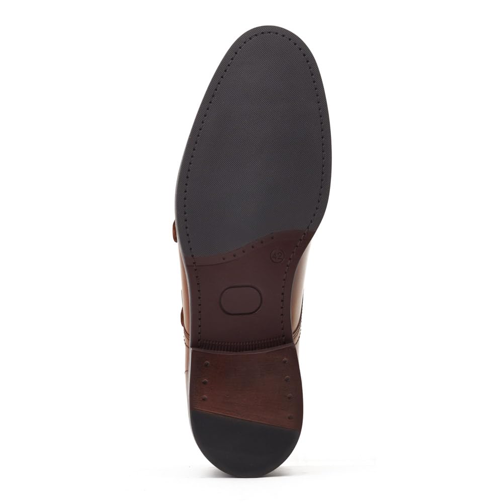 Base London Diablo Waxy Tan Leather Double Monk Strap Zapatos para hombre
