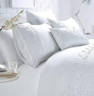 Belle Maison Papillion White Luxury Embroidered Butterfly Super King Size Duvet Cover Set