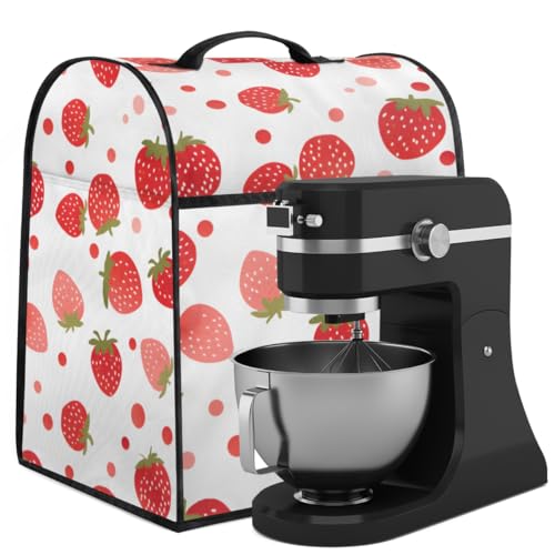 Coffee Maker Cover Cute Strawberry Kitchen Appliance Covers Small Appliance Covers Blender Cover Juicer Cover Dust Covers for Kitchen Appliances with Top Handle and Pockets,Washable,C802