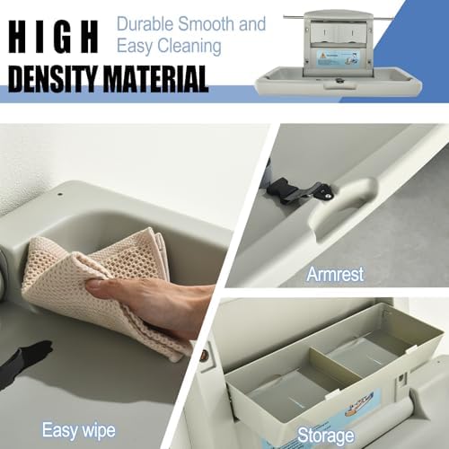 Fold-Down Baby Changing Station - Wall-Mounted, Space-Saving Design with Safety Straps for Commercial & Residential Restrooms (Horizontal Version) — 사진 2