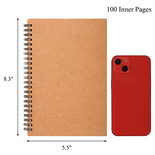 Hacaroa 10 Pack Blank Spiral Notebooks, 8"x5" Unlined Journal Kraft Cover Sketch Note Pad - Image 2