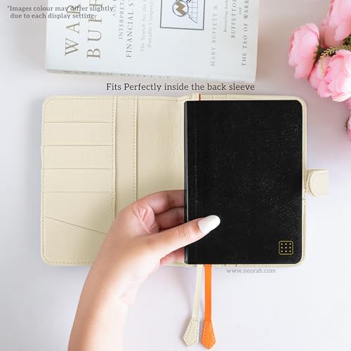 Image of NEORAH - A6 Notebook SLEEVE with SNAP Button + Dotgrid JOURNAL |Faux Leather Sleeve + Penloop|2 Front 1 Back compartment| 4 Card Slots|2 BookMarks|Gift Box- Fits any A6 Softcover Notebook -AFTERGLOW