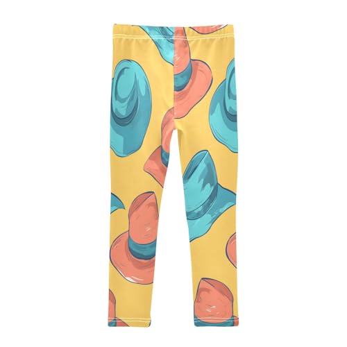 Bolaz Toddler Girls Leggings Printed Yoga Pants Leggings Blue Yellow Hat for Kids2