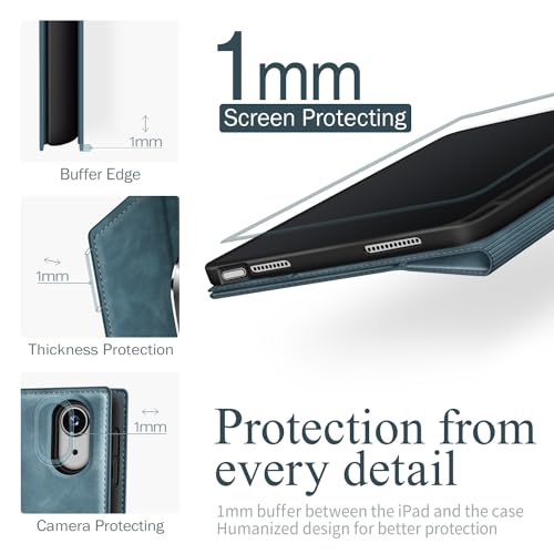 Antbox Case for iPad (A16) 11th (11'')/ 10th Generation (10.9'') High Grade Skin-Touch Vegan Leather with Built-in Pencil Holder Auto Sleep/Wake Function (Blue) by Antbox - Image 5
