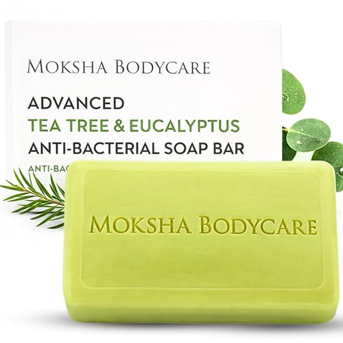 Tea Tree and Eucalyptus Soap Bar - [Made In U.K] Anti Acne Body Wash for Men Women Sensitive Skin Tea Tree Antifungal Soap Mens Face and Body Soap Bar for Acne Spots Blackheads- 100g