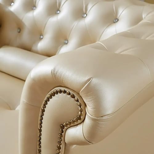 Image of Classic 3+1= 4 Seater with Footrest Seater Sofa Set Luxury Chesterfield Modern Fahionalable Sleeper Sofa for Living Room, Dining Room, (CHANPEGNE)