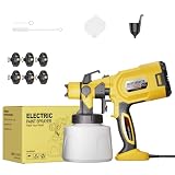 Paint Sprayer, 1000W Spray Paint Gun with 6 Brass Nozzles, 1400ml Large Container, Easy to Clean & Setup...