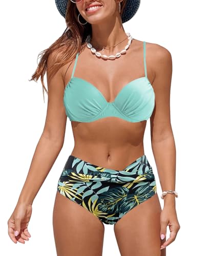 JFAN Costume Donna Due Pezzi Bikini A Vita Alta con