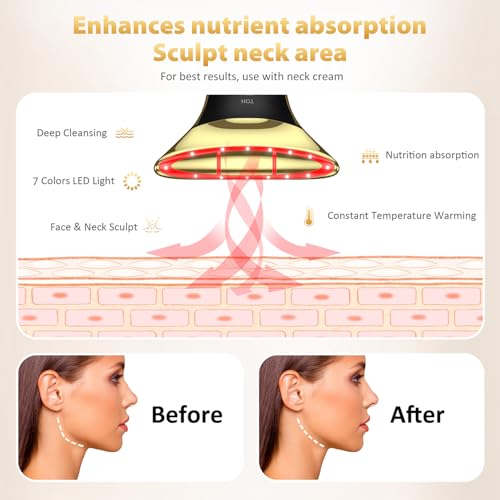 Image of Neck and Face Sculptor with 7-in-1 Led for Skin Care,Water Resistant True Beauty Glow Facial Massager (Black-Gold)