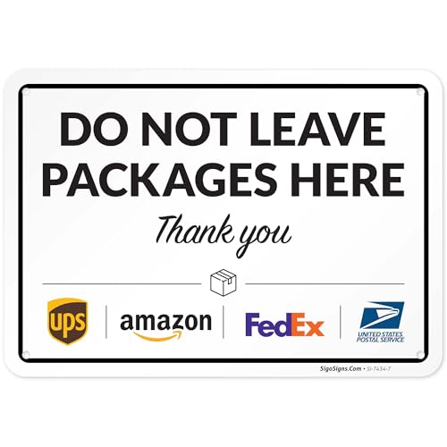 Image of Package Delivery Sign, Delivery Instructions Do Not Leave Package Here Sign, 10x7 Inches, Rust Free .040 Aluminum, Fade Resistant, Made in USA