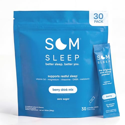 Som Sleep Powder Sleep Aid for Adults Melatonin Magnesium Berry 30-Pack