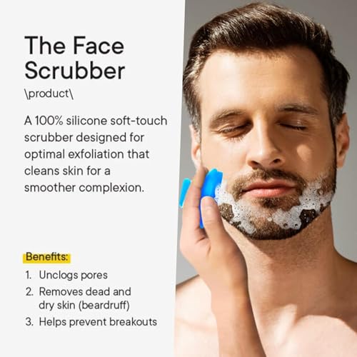 Image of VWMYQ Face Scrubber, Silicone Face Scrubber for Men, Gentle Exfoliator Pad & Massager, Facial Cleansing /Wash Brush - Removes Dead & Dry Skin (Blue, Square)