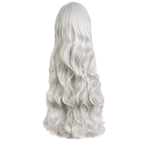 Image of MapofBeauty 32 Inch / 80 cm Long Hair Spiral Curly Lolita Cosplay Costume Wig (Silver Gray)