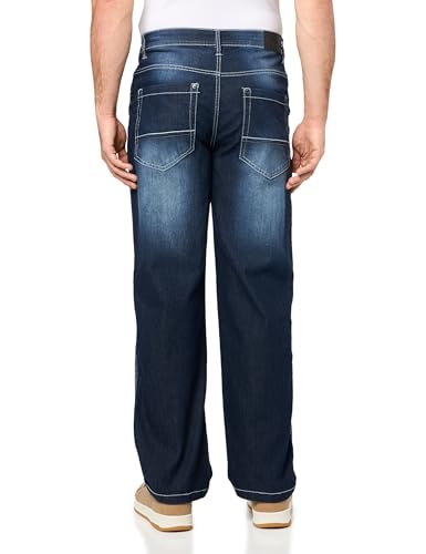 SOUTHPOLE Men's Mid Rise Stretchable Straight Relaxed Fit Cross Hatch Denim Pants, Dark Sand2