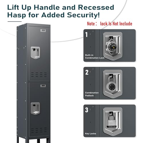Image of BUTISOW Metal Lockers - 66 inch Height Steel Lockers for Employees with 2 Door Storage Locker with Card Slot for Employees Gym School Home Office Garage - Assembly Required