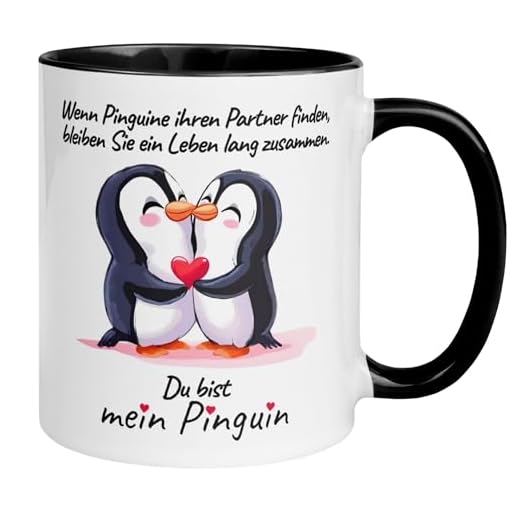 Tasse Liebe Romantisch Ich liebe Dich Geschenk | Du bist mein Pinguin | Romantisch Verliebt Paar Partner Partnerin Freund Freundin Ehefrau Ehemann | Hochzeitstag Valentinstag Jahrestag