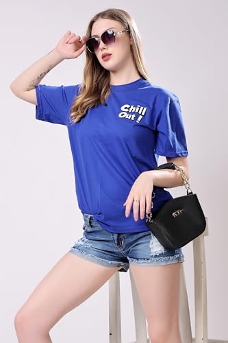 Image of London Hills Women's Cotton Oversized Fit Tshirt |Printed Oversized t Shirts Longline Drop Shoulder Boho Style T-Shirt