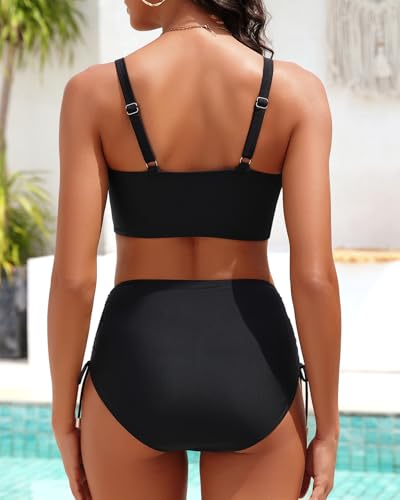 High Waisted Bikini - Two Piece Swimsuit for Women Tummy Control Modest Bathing Suit 2025 Cutout Twist Swimwear3