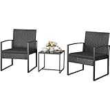Greesum 3 Piece Wicker Conversation Bistro Sets Outdoor...