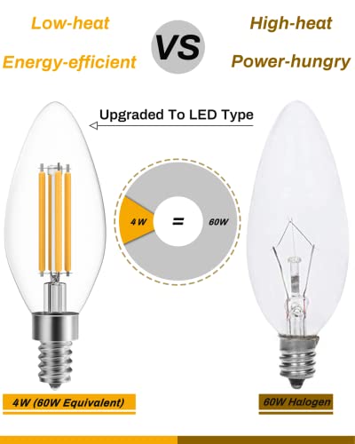 Shinestar 6-Pack Led Candelabra Bulbs, 60 Watt Equivalent, Warm White 2700K, E12 Candle Bulbs, Dimmable #TOP4