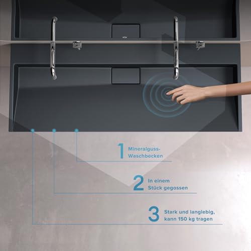 doporro Mineralguss-Waschbecken Aufsatzwaschbecken Hängewaschbecken Waschtisch inkl. Ablaufgarnitur Colossum19