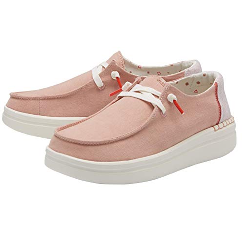 Image of HEYDUDE Women's Wendy Rise Chambray Rose Size 11 | Women's Shoes | Women's Lace Up Loafers | Comfortable & Light-Weight
