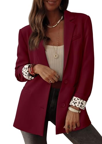 PRETTYGARDEN Blazers for Women 2025 Fall Work Office Suit Jackets Dressy Open Front Leopard Blazer Business Casual Outfits