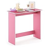 Furinno SIMPLISTIC Small Desk, Gaming Desk, Computer Desk, Office Desk for Home Office, Bedroom, Study Room, Dorm, Pink