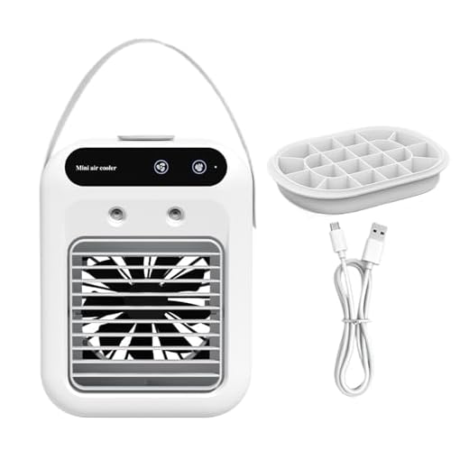 Kustimantu Aire Acondicionado Portátil - Enfriador Evaporativo para Refrigeración por Aire,2 Velocidades Ajustables Dispositivo de Refrigeración Silenciosa Con Bandeja de Hielo Para Sal