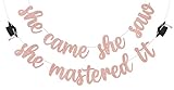 She Came She Saw She Mastered It Banner Masters Graduation Decorations Mastered It Graduation Decorations Rose Gold