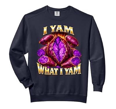 I Yam What I Yam Bootleg Meme Ube Pun Purple Yam Dad Joke Comfort Colors Adult Sweatshirt