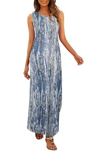 Image of Hount Women's Casual Summer Sleeveless Dress Loose Split Maxi Dresses with Pockets