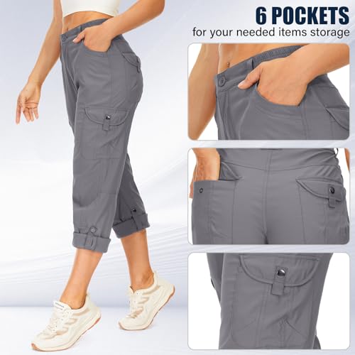 Walking Trousers for Womens Hiking Trousers Cargo Pants Summer Lightweight Quick Dry Stretch Outdoor Casual UPF 50 Running Cycling Trekking - Image 6
