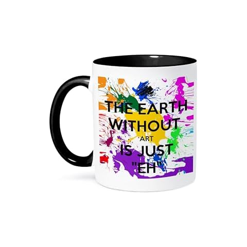 3dRose Ceramic The Earth Without Art is just eh Mug, 1 Count (Pack of 1), Black Cover