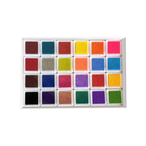 Craft Rainbow Ink Pads Washable Finger Ink Pad Set 24 Color Craft Ink Pad for Stamps Washable Craft Stamp Pad DIY Color for Rubber Stamps, Paper DIY Photo Albums Painting Tool