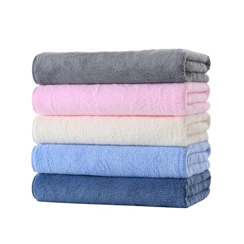 バスタオル マイクロファイバー タオル 大判 5枚セット 約60×120cm 吸水 速乾 ふわふわ 肌触り 抗菌防臭 (5色)