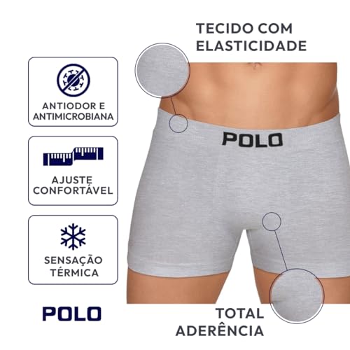 Kit C/5 Cuecas Boxer Algodão Sem Costura Cor:Sortido;Tamanho:G