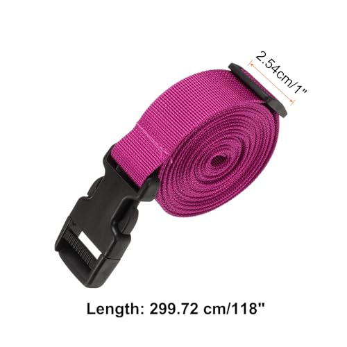 Image of HARFINGTON 2pcs Luggage Straps 1 inch x 118 inch Utility Multi-Purpose Luggage Connector Strap Nylon Adjustable Suitcase Belt with Buckle for Travel Outdoor Bag Luggage Packing Accessories, Rose Red