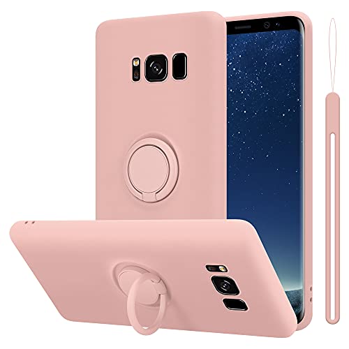 Image of cadorabo cover compatible with Samsung Galaxy S8 PLUS in LIQUID PINK - Mobile Phone Case made of flexible TPU Silicone with Ring - Silicone Cover Protective Ultra Slim Soft Back Case Bumper