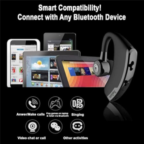 Image of Drumstone 𝟏𝟓 𝐘𝐞𝐚𝐫𝐬 𝐆𝐮𝐚𝐫𝐚𝐧𝐭𝐞𝐞 Single-Ear Bluetooth Business Headset with Noise-Reducing Microphone, Hands-Free Earpiece for Professional Calls and Driving