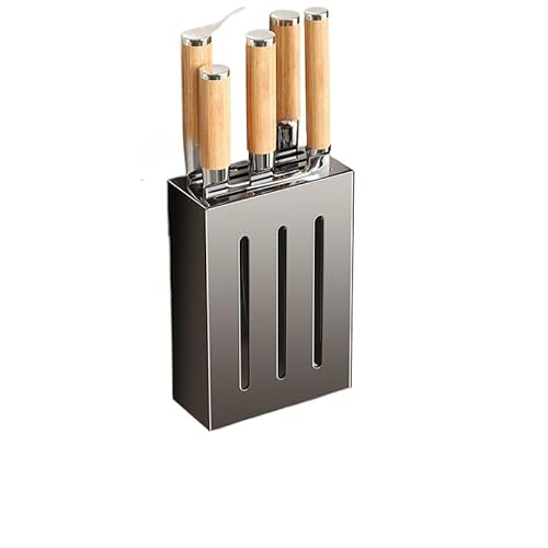 Riuuyyiキッチンナイフホルダー包丁スタンド壁掛け収納ボックス家庭用収納ラック (20*13*6cm-A,グレー)